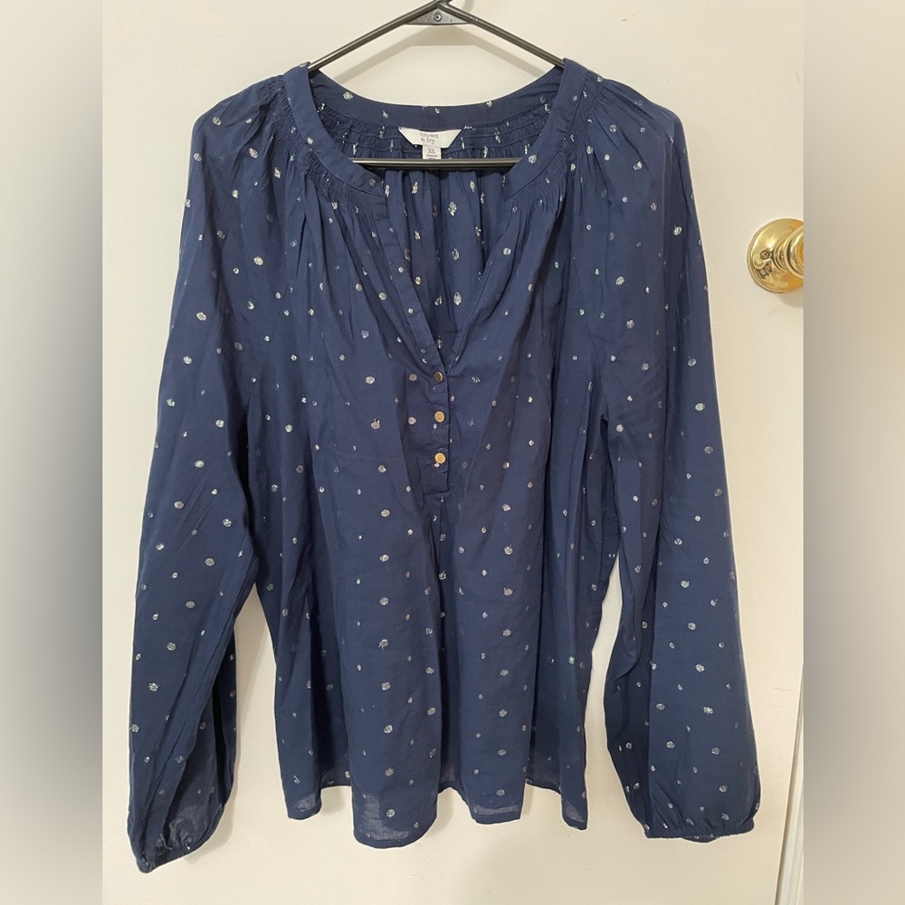 Crown & Ivy Peasant Top 3/4 sleeve Sz XL